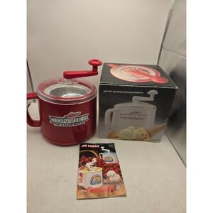 Vintage 80s Red Donvier 1 Qt Hand Crank Ice Cream Maker CIB - Made in Japan